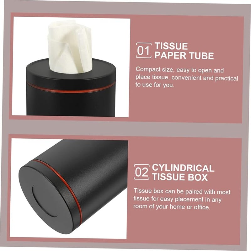 حامل علبة المناديل للسيارة السوداء تصميم دائري إبداعي للاستخدام في المكتب والمنزل والسيارة - Image 4